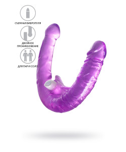 882023 ФАЛЛОИМИТАТОР ДВУСТОРОННИЙ С ВИБРОПУЛЕЙ TOYFA DOUBLE DILDO WITH VIBRO BULLET, TPR, ФИОЛЕТОВЫЙ, 35 СМ