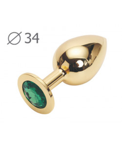 GOLDEN PLUG MEDIUM (втулка анальная), L 82 мм, D 34 мм, вес 90г, цвет кристалла зелёный, арт. GM-07 GOLDEN PLUG MEDIUM (втулка анальная), L 82 мм, D 34 мм, вес 90г, цвет кристалла зелёный, арт. GM-07