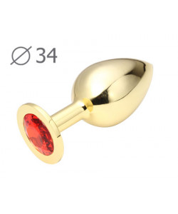GOLDEN PLUG MEDIUM (втулка анальная), L 82 мм, D 34 мм, вес 90г, цвет кристалла красный, арт. GM-16 GOLDEN PLUG MEDIUM (втулка анальная), L 82 мм, D 34 мм, вес 90г, цвет кристалла красный, арт. GM-16