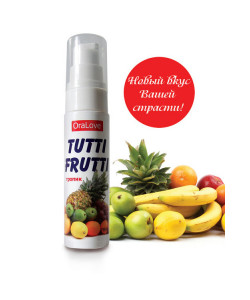 ХИТ 30004 СЪЕДОБНАЯ ГЕЛЬ-СМАЗКА TUTTI-FRUTTI ДЛЯ ОРАЛЬНОГО СЕКСА СО ВКУСОМ ЭКЗОТИЧЕСКИХ ФРУКТОВ 30Г