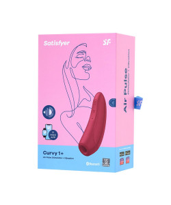 Вакуум-волновой стимулятор с вибрацией Satisfyer Curvy 1 Connect App, силикон, бордовый, 13,4 см
