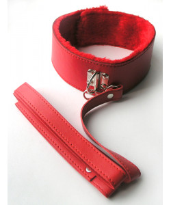 ОШЕЙНИК С ПОВОДКОМ цвет красный, (PVC, текстиль) арт. MLF-90093-3