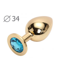 GOLDEN PLUG MEDIUM (втулка анальная), L 82 мм, D 34 мм, вес 90г, цвет кристалла голубой, арт. GM-05 GOLDEN PLUG MEDIUM (втулка анальная), L 82 мм, D 34 мм, вес 90г, цвет кристалла голубой, арт. GM-05