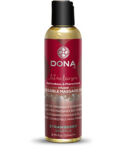 JO40539 Вкусовое массажное масло с феромонами и ароматом "Клубничное суфле" DONA Kissable Massage Oil Strawb